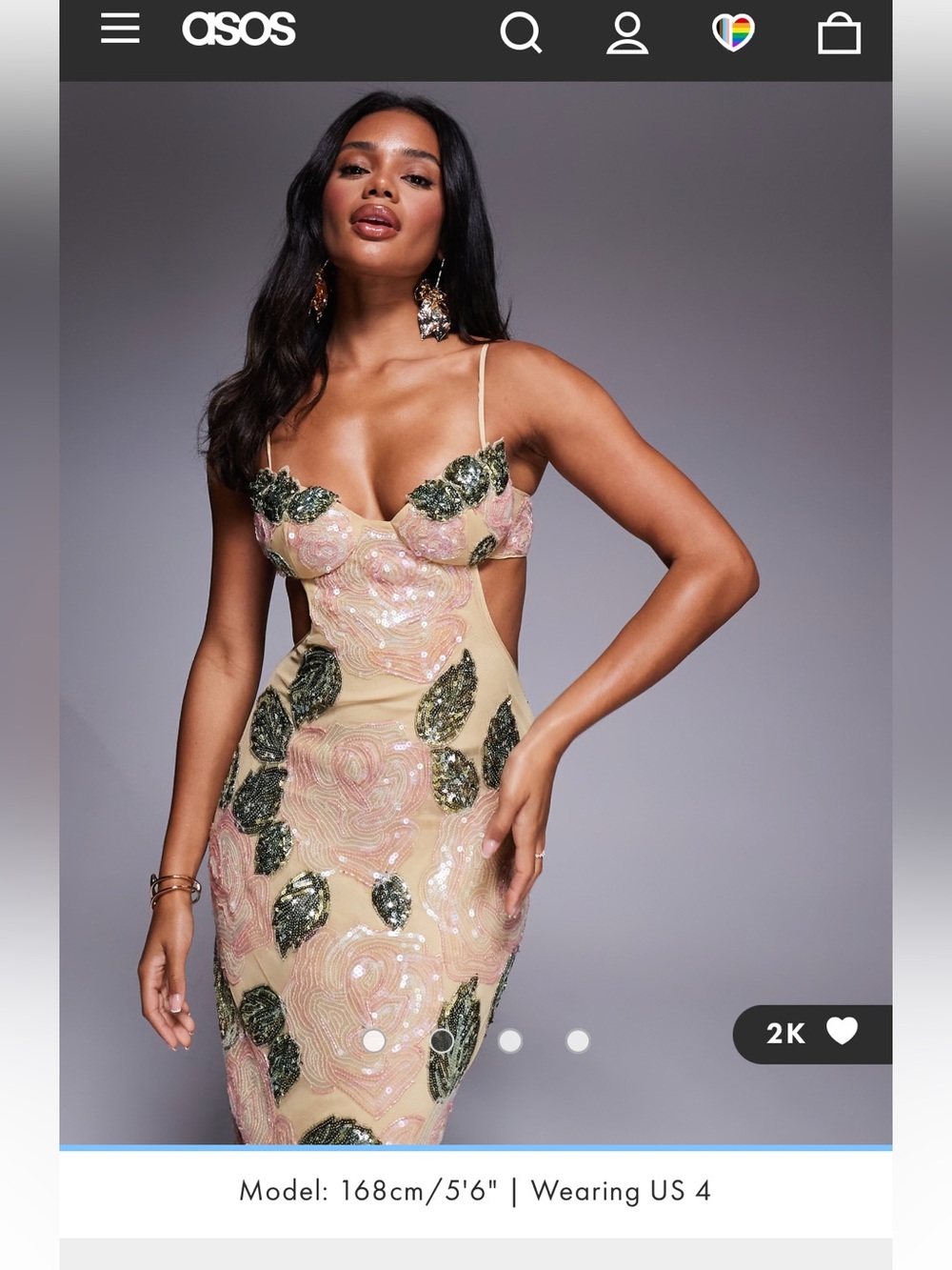 ASOS LUXE embellished beaded rose maxi dress in cream
